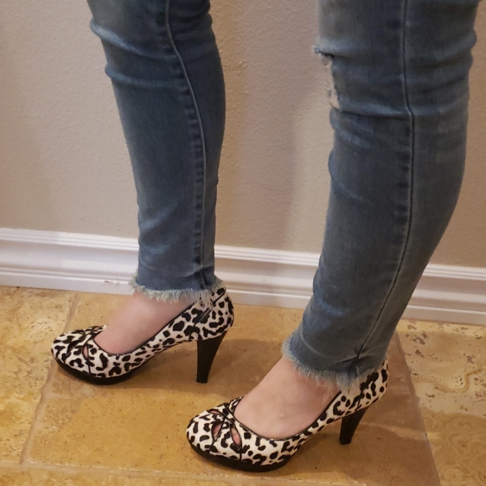 White House Black Market Animal Print Heels